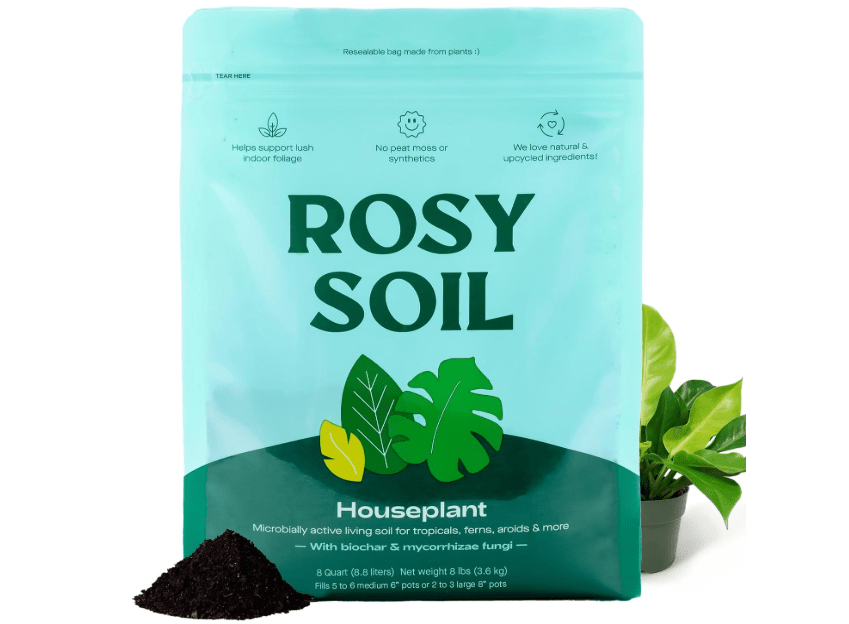 
Rosy Soil Indoor Potting Soil for House Plants - Organic Potting Soil Mix for Indoor Plants - Enriched w/Root-Boosting Biochar for Foliage Plants