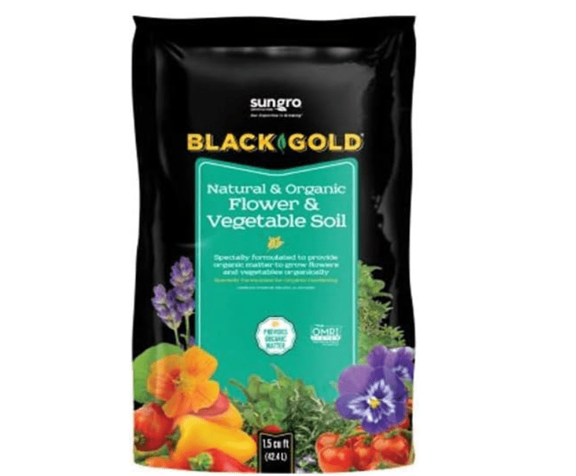
SunGro Black Gold Outdoor Natural and Organic Garden Flower and Vegetables Blend Potting Soil Mix for Outdoor Plants, 1.5 Cubic Foot Bag (4 Pack)