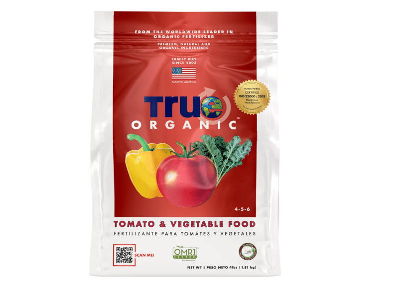 True Organic Tomato & Vegetable Food – Organic Fertilizer for Superior Harvests with 6% Calcium – 4lb Bag Covers 70 sq. ft