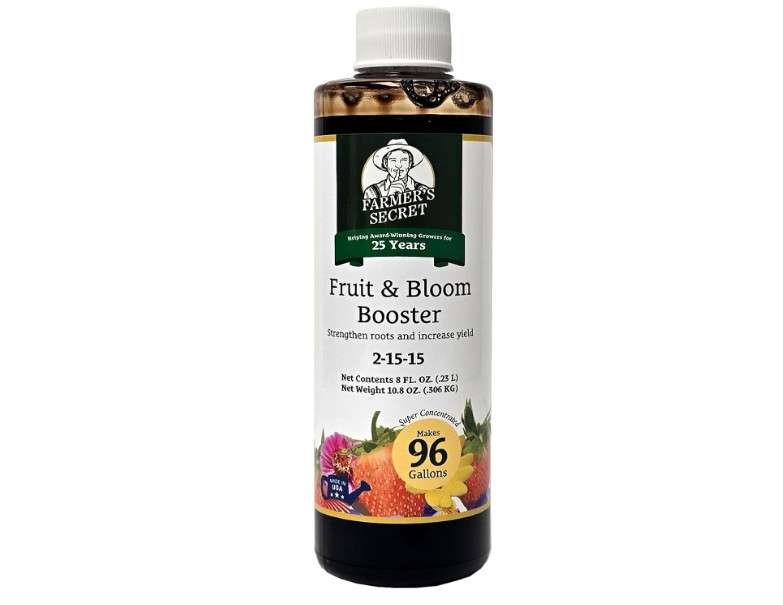 
Farmer’s Secret Fruit & Bloom Booster Fertilizer (8oz) - Super Concentrated - Increases Flowering and Yield on All Varieties of Fruits, Vegetables 