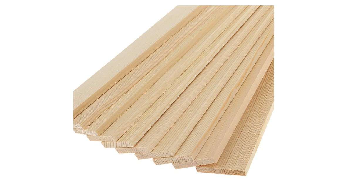 Pravi 10 Pieces Natural Pine Wood Rectangle Board Panel for Arts Craft - 30cm- Multi Color (10)