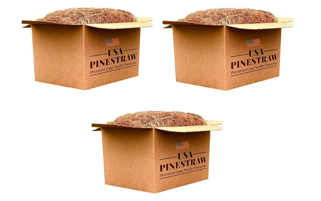 
USA Pine Straw - Premium Pine Needle Mulch (Pine Needle Mulch - Covers 100 Sqft 3 Set)