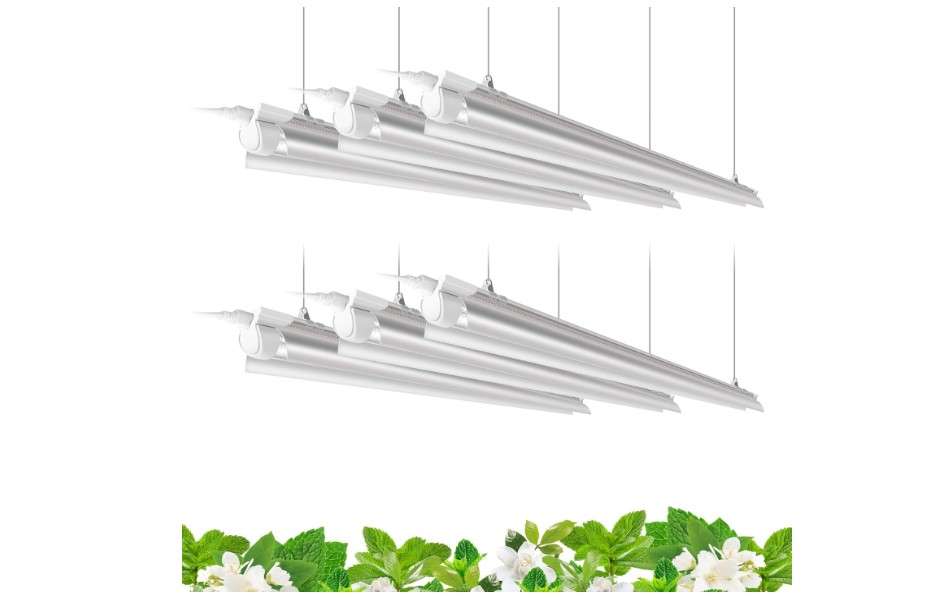
Barrina Plant Grow Lights, 4FT 5000K Full Spectrum Daylight White, 252W(6 x 42W, 1400W Equivalent), T8 LED Grow Light Strips, Growing Lamp Fixture