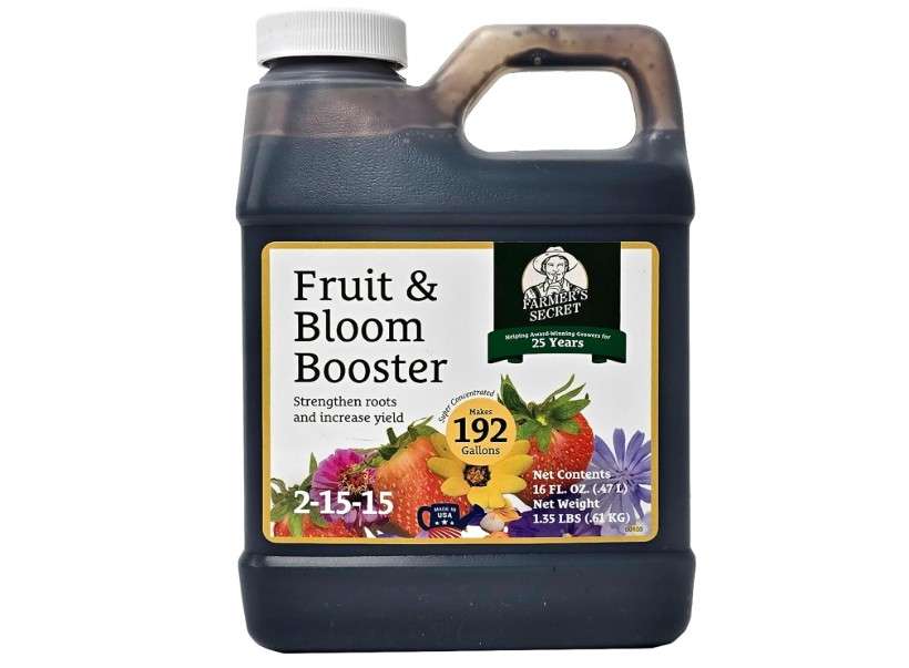 Farmer’s Secret Fruit & Bloom Booster Fertilizer (16oz) - Super Concentrated - Increases Flowering and Yield on All Varieties of Fruits, Vegetables