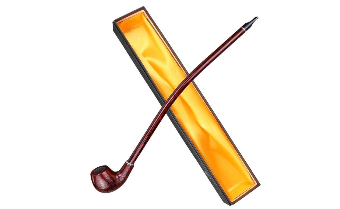 
Hysagtek 16" Long Churchwarden Tobacco Pipe Wooden Long Stem Smoking Pipe with Gift Box, Pattern Random