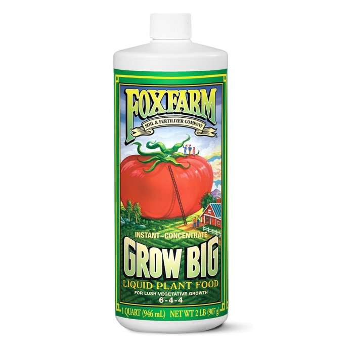 
FoxFarm Grow Big Liquid Plant Food - Bloom Fertilizer for Flowers, Fruits, and Vegetables, Perfect for Indoor & Outdoor Potted Plants, NPK 6-4-4 (Quart)