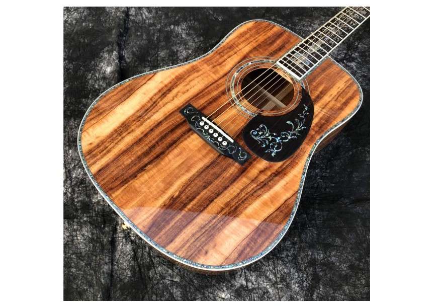
41 inch D type koa wood Acoustic Guitar ebony fingerboard abalone inlays natural