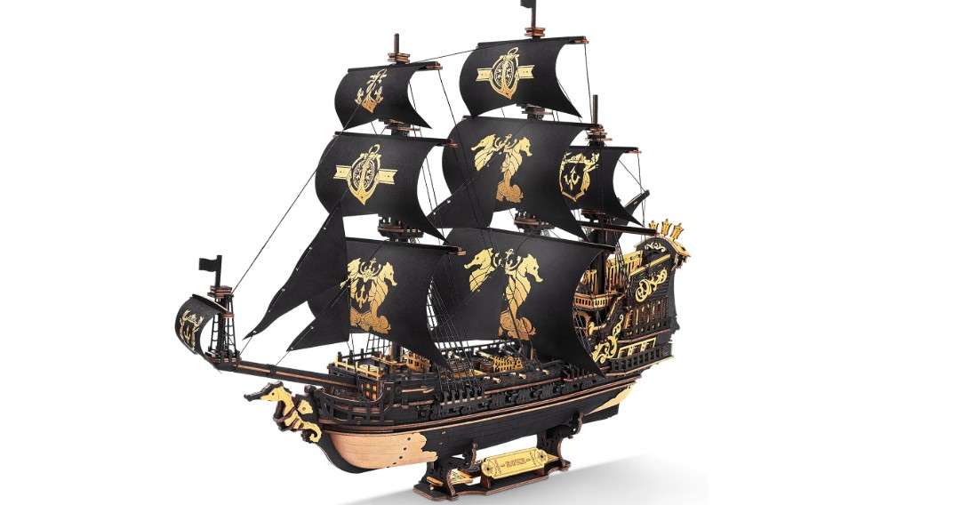 
ROKR Seahorse Barque 3D Wooden Puzzle for Adult - Sailboat Model Kit, 603-Piece DIY Assembly, 1:100 Scale Sailboat MCB02