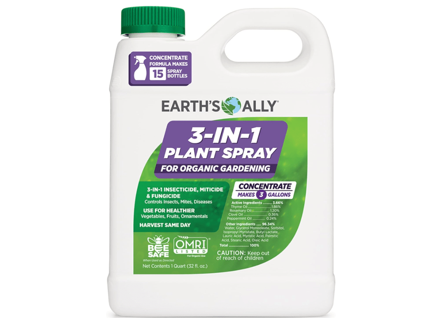 
Earth's Ally 3-in-1 Plant Spray 32 oz Conc. Makes 3 gal | Better Than Neem Oil | Insecticide, Fungicide & Spider Mite Control for Organic Gardening