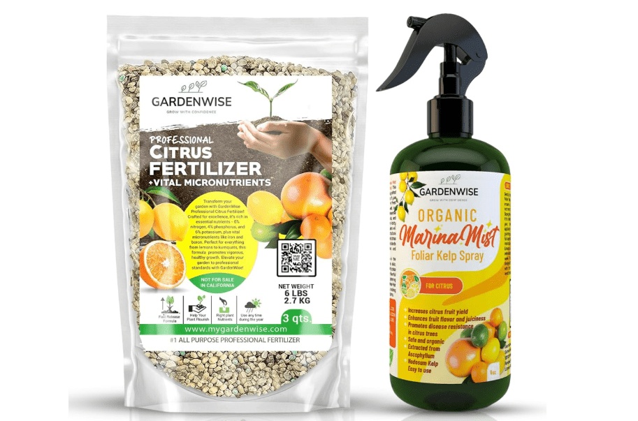 
GARDENWISE Professional Citrus Fertilizer & Organic Marina Mist Foliar Kelp Spray Bundle - Perfect Balanced NPK and Micro