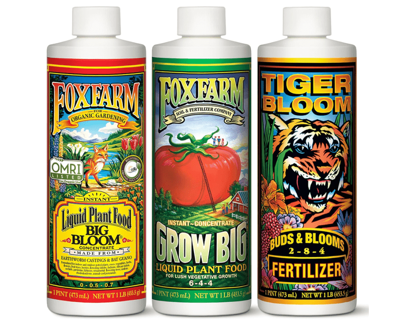 
FoxFarm Fertilizer Soil Trio Liquid Nutrient: Tiger Bloom, Grow Big, Big Bloom Bottles - (Pack of 3-1 Pint)