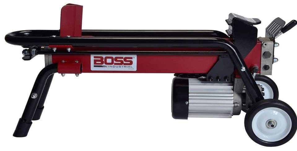 
Boss Industrial 7 Ton Lightweight Portable High Powered Hydraulic Electric Firewood Log Splitter with Rubber Wheels for Home, Garage, or Cabin, Red