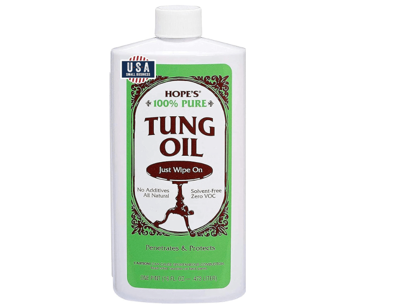 HOPE'S 100% Pure Tung Oil, Food Safe, Premium Waterproof Natural Wood Finish and Sealer for Indoor and Outdoor Projects,16 Fl Oz, 1 Pack