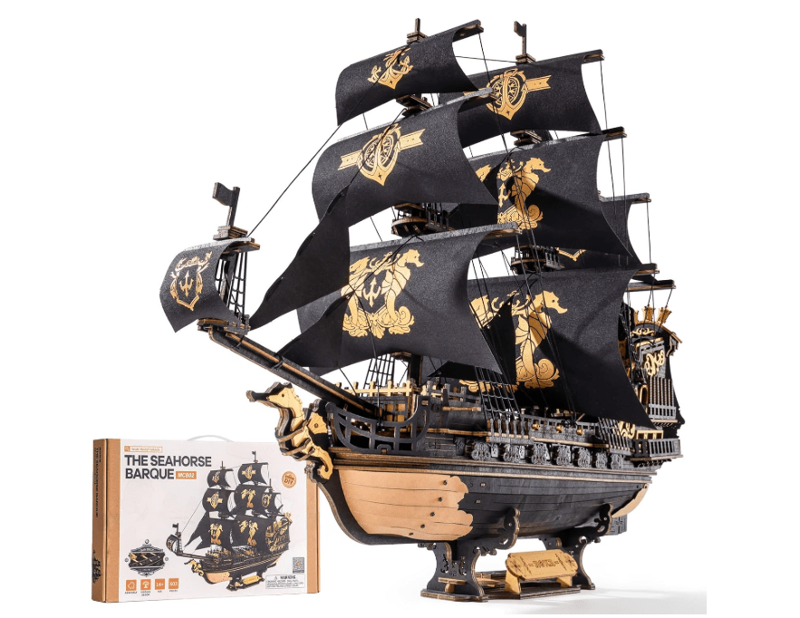 
ROKR 3D Wooden Puzzles for Adults,Seahorse Barque Model kit, 603 Piece 3D Puzzles for Adults&Teens,Ideal Gift for Boys and Men