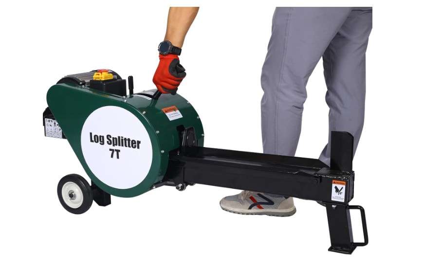 
7 Ton Electric Log Splitter, Double Flywheel Log Splitter, 110V 60HZ 2HP 16A, Electric Wood Splitter With Mobile Wheels