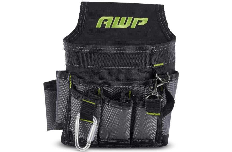 
AWP Ballistic Nylon Mini Tool Pouch Multi-Pocket Organizer for Electricians, Professional Tool Box for Efficient Organization, Black/Gray | 1L-23021-2