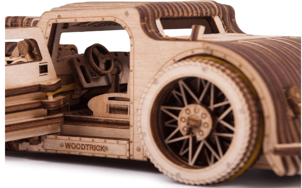 
Wood Trick Hot Rod Wooden Model Car Kit to Build - Rides up to 32 feet - Detailed - 3D Wooden Puzzles for Adults and Kids to Build - Engineering DIY.