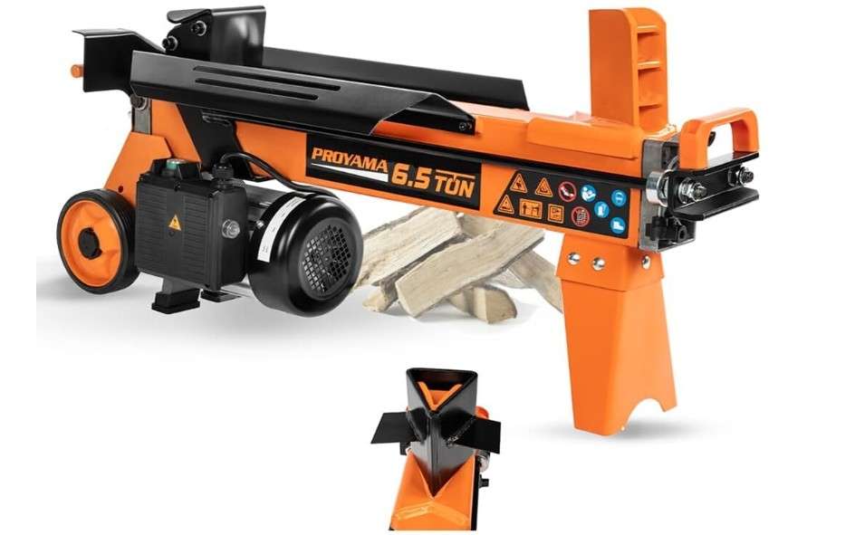
PROYAMA Log Splitter 6.5 Ton, Wood Splitter Electric Powered 15Amp, with Hydraulic Ram, Electric Firewood Splitting Machine, Horizontal