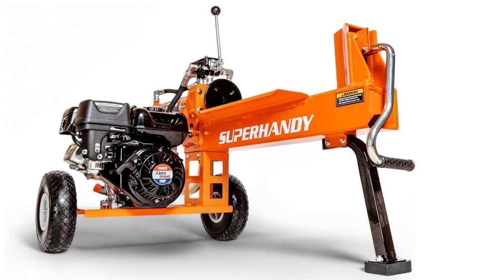 SuperHandy Log Splitter Portable 20 Ton Rapid Auto Return Ram System Bucher Gear Pump 7HP Engine Horizontal Full Beam Steel Wedge Firewood Splitting.