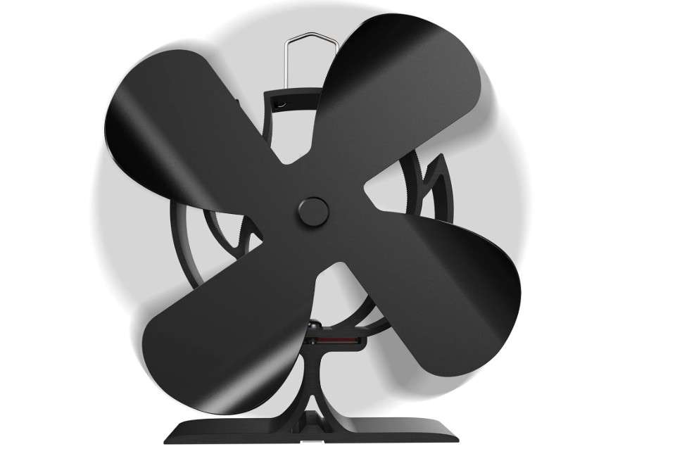 signstek Wood Stove Fan Heat Powered,Fireplace Fan for Wood/Log Burner/Fireplace/Heater, Non Electric, Quiet,Thermal Fan Black Stove Fans 4 Blades Upgrade