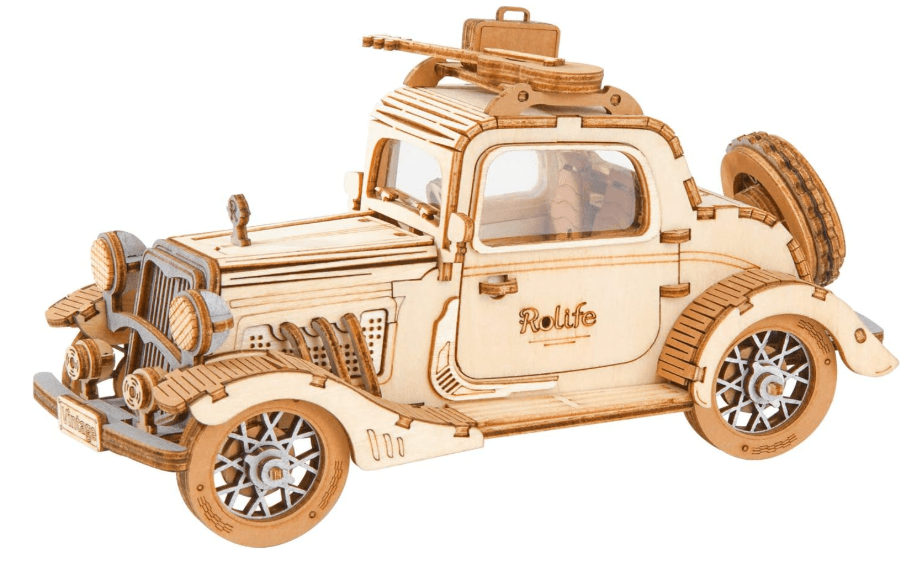 Rolife 3D Wooden Puzzles Retro Car Model - Collectibles Wooden Model Kits for Adults Desk Toys Display Gift for Boys/Girls 
