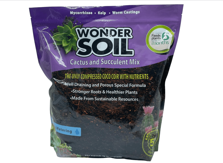 
WONDER SOIL | Organic Cactus & Succulent Soil (12 Quarts). Fast Draining Ready to Plant Coco Coir Loaded w/Nutrients | 3 LBS Expands to 12 Quarts