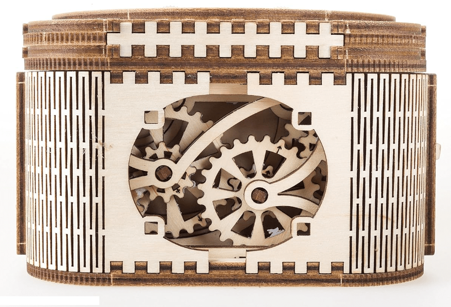 
UGEARS Mechanical Models 3-D Wooden Puzzle - Treasure Box w/Key (Secret Hidden Puzzle) Idea Wood Puzzles for Adult