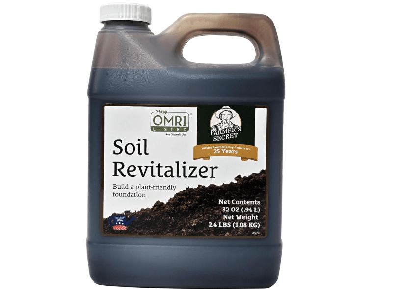 
Farmer’s Secret Soil Revitalizer (32oz) - Organic (OMRI Listed) Dirt Health Booster - Liquid Compost Soil Amendment - Activated Humic Acid