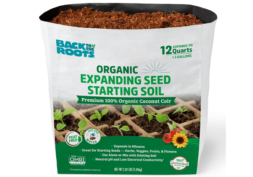 
Back to the Roots Organic Seed Starting, Compressed Block expands to 12 Quarts, Made for Herbs, Veggies, Flowers