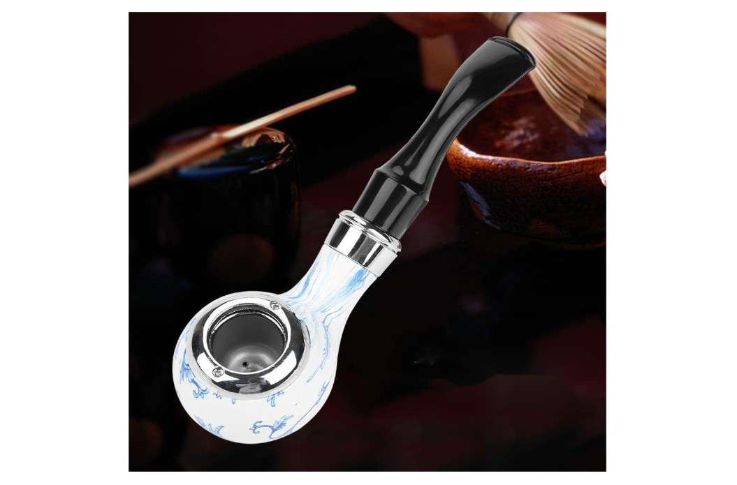 
BigBigMe Tobacco Pipe, Blue and White Smoking Pipe, Mini Tobacco Pipe Tobacco Durable Pipe Classic Retro Sailor Pipe Wood Pipe Accessories