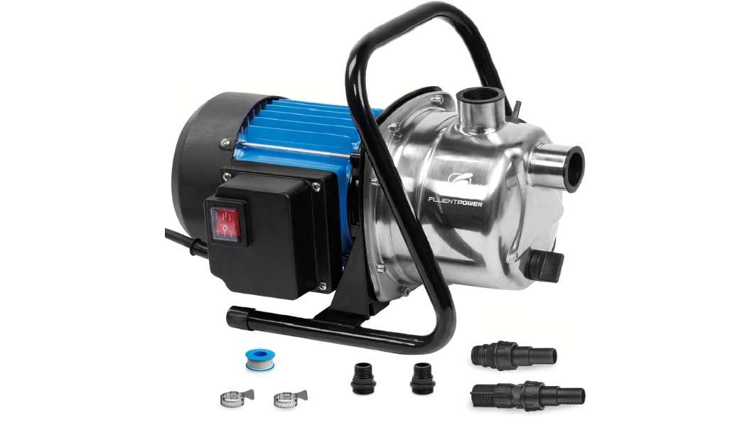 
FLUENTPOWER 1HP Portable Garden Transfer Pump, 900GPH Electric Sprinkler Booster Pump, Shallow Well Jet Pump for Home Lawn Irrigation and Water Draining