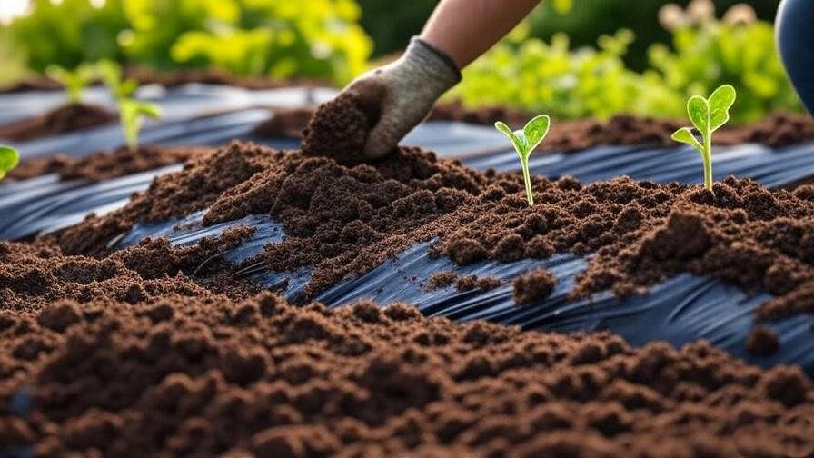 "Preparing garden bed with compost and mulch for seeded watermelon growth". 