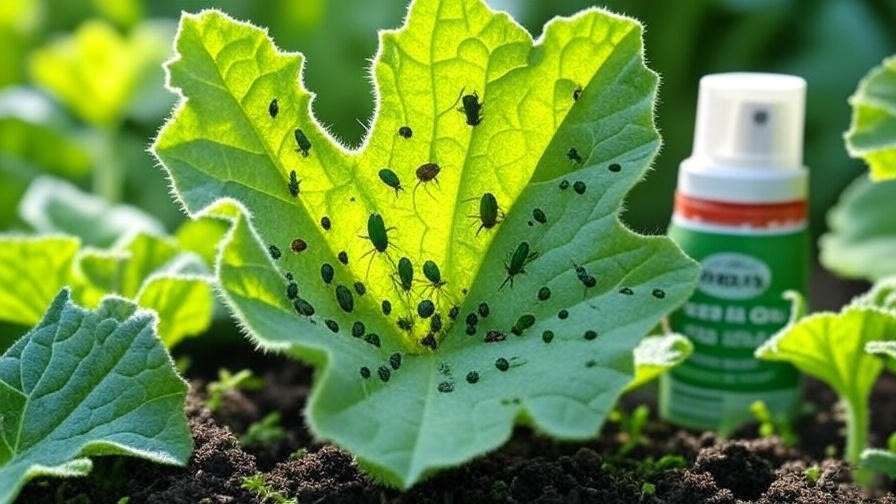 "Mini Love Watermelon leaf with pests and neem oil spray for control". 