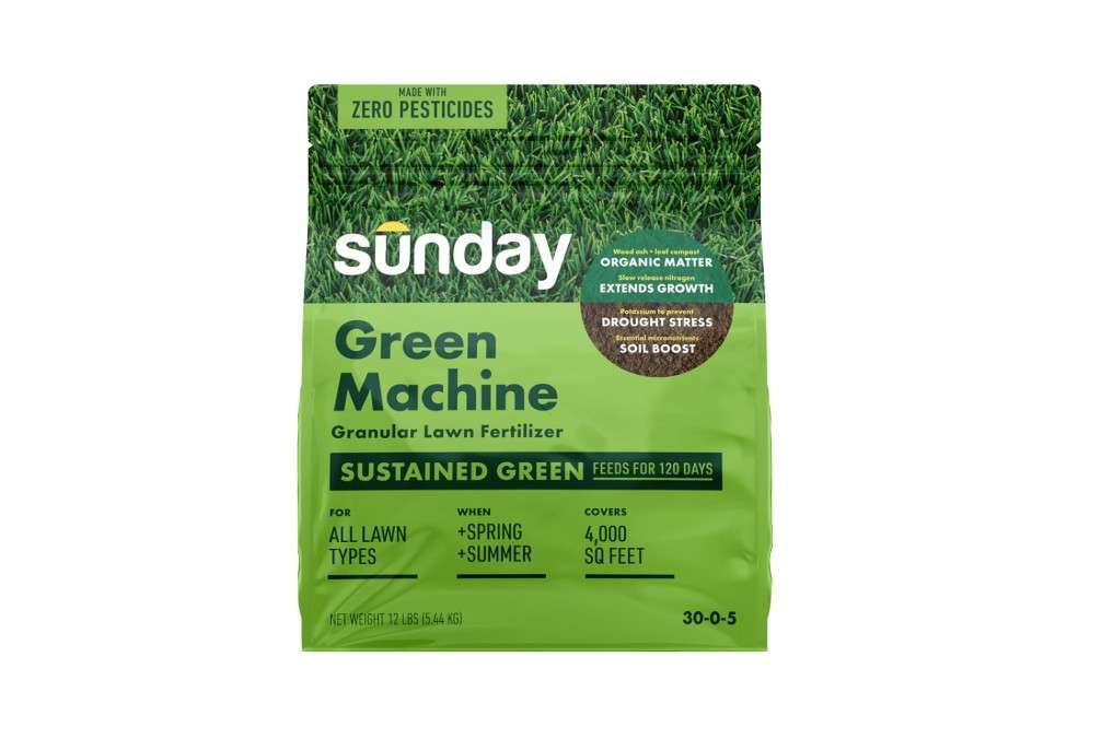 Sunday Green Machine Granular Lawn Fertilizer - 30-0-5 Mix for Up to 120 Days of Growth - Enriched with Potassium & Organic Matter for Soil Health &...
