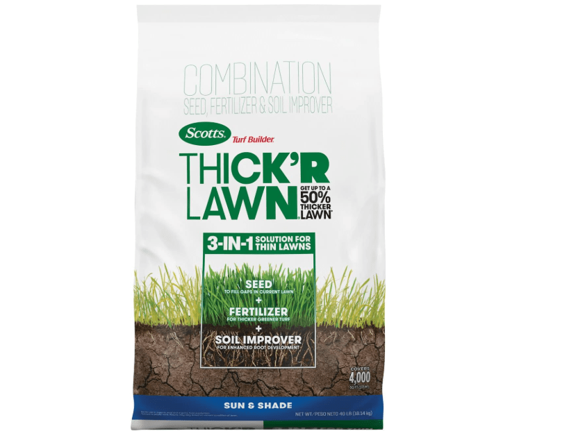 
Scotts Turf Builder Thick'R Lawn Sun and Shade, Combination Seed, Fertilizer and Soil Improver, Thickens Thin Grass,