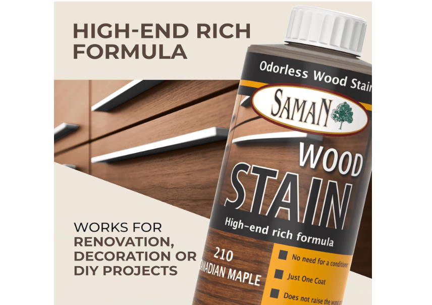 
SamaN Interior Water Based Wood Stain - Natural Stain for Furniture, Moldings, Wood Paneling, Cabinets (Canadian Maple TEW