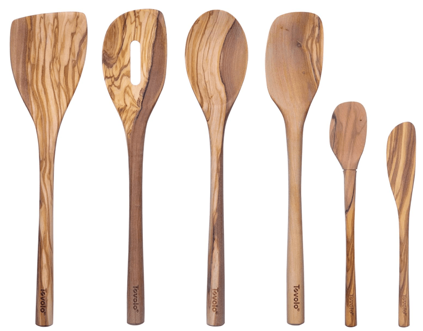 Tovolo Olivewood Utensil Set of 6 for Meal Prep, Cooking, Baking, and More