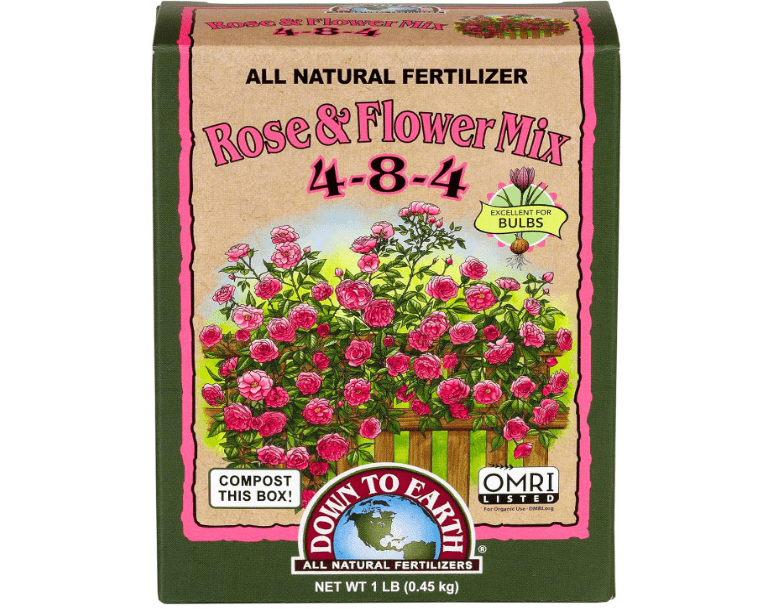  Down to Earth All Natural Fertilizer Rose & Flower Mix 4-8-4, 1 lb Mini Box Organic Plant Food for Roses, Bulbs, Perennials 