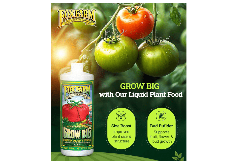 
FoxFarm Grow Big Liquid Plant Food - Bloom Fertilizer for Flowers, Fruits, and Vegetables, Perfect for Indoor & Outdoor Potted Pla