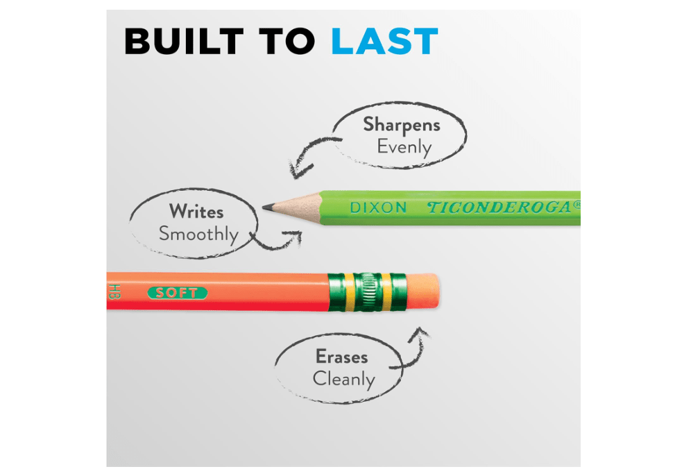  Ticonderoga Neon Pencils, #2 Pre-Sharpened Wood Pencils with Erasers, 18-Count, 13018 (Pack of 72, 1296 Count Total
