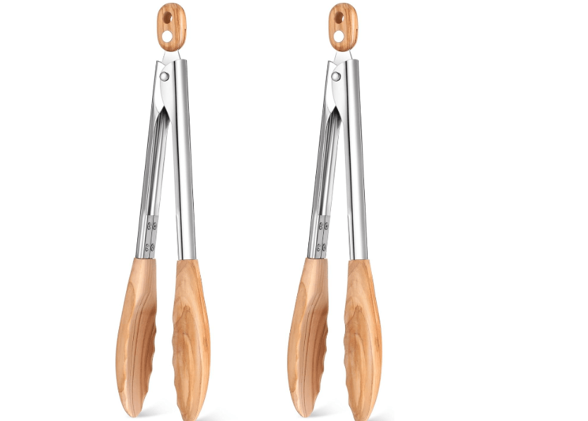 
Baderke 2 Pcs Olive Wooden Kitchen Tongs for Cooking Wooden Utensil Set Salad Tongs with Wood Tips for Serving Salad Flipping Burgers Grilling and Much More