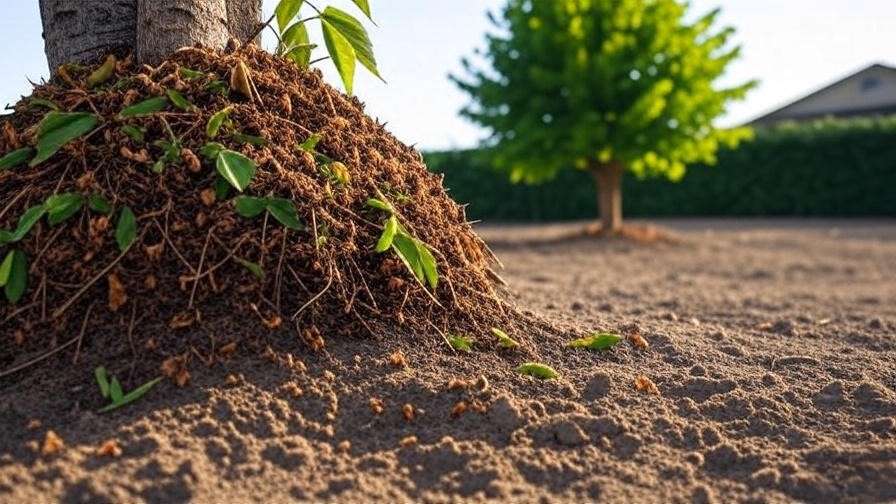 Cherry tree with improper mulch volcano causing rot, contrasted with a correctly mulched tree."
