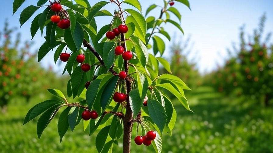 Healthy cherry tree with ripe cherries after gummosis treatment"