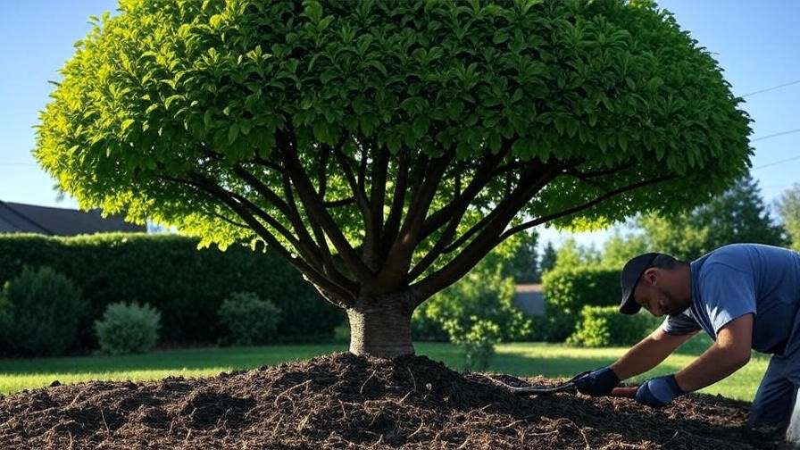 Cherry tree pruning with shears to improve air circulation in a healthy garden