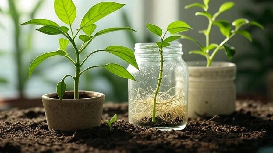 Step-by-step propagation of Pellionia watermelon via stem cutting in water and soil." 