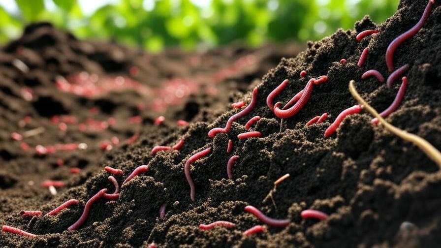 Illustration of soil microbes and earthworms supporting cherry tree root health in an orchard".