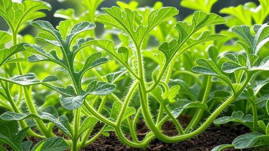 "Moon and Stars watermelon plant with drip irrigation in a sunny garden"