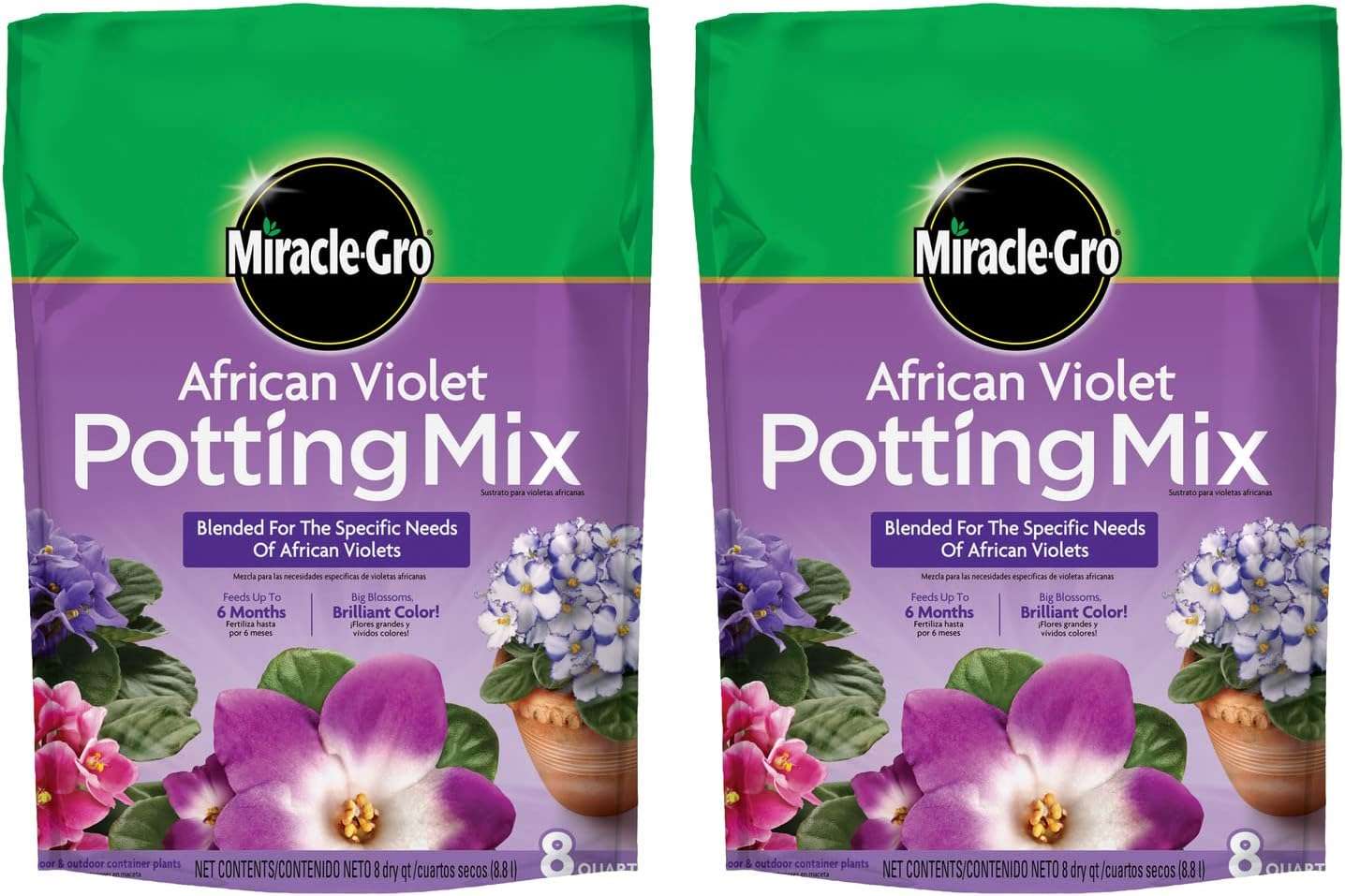 Miracle-Gro African Violet Potting Mix, 8qt, 2-Pack 