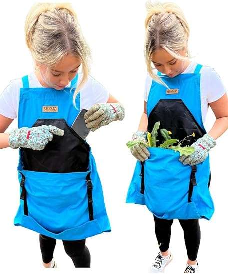 Grampa's Garden Apron - Cross Back Gardening Apron With Pockets For Women & Men | Harvest Apron with Large Kangaroo Pouch 