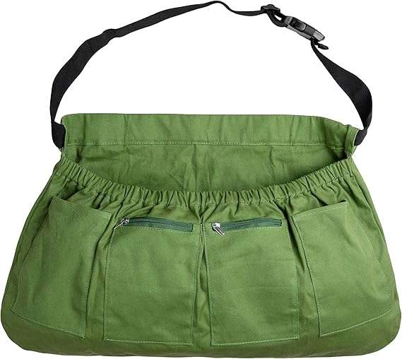codree Harvest Apron for Garden Vegetable-Adjustable Harvest Picking Apron with 4 Pockets for Gardeners Pick Fruit Weeding 